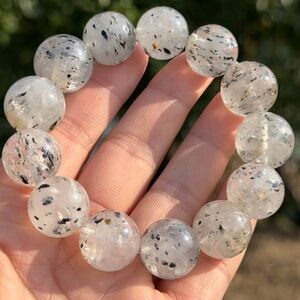 16mm chunky stretchable black mica bracelet 1143